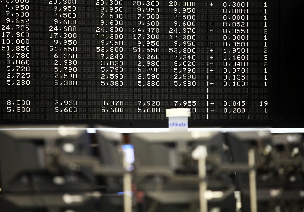 Anzeigetafel in der Frankfurter Börse